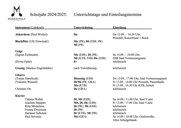 Unterrichtseinteilung Teil 1