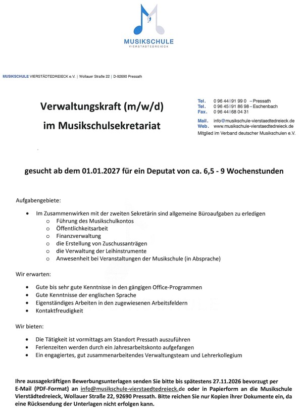 Verwaltungskraft gesucht